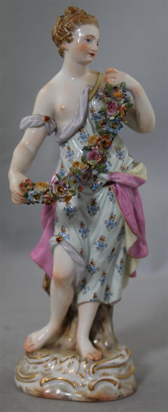 A Meissen figure of a maiden emblematic of Spring, late 19th century, 20cm